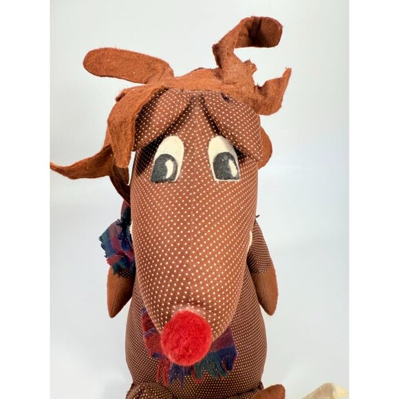Handmade Polka Dot Reindeer Doll With Plaid Scarf & Felt Accents Brown | Shefl S - Picture 6 of 16